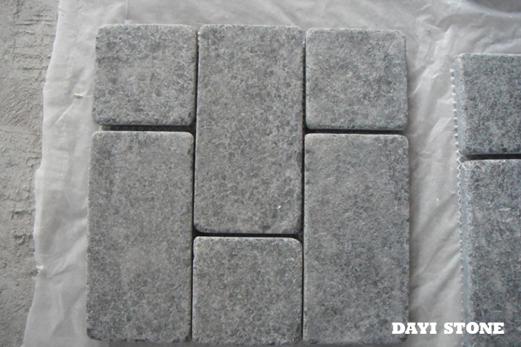 Cubes Black Basalt G684 Top flamed others sawn and Tumbled 10x10x5cm 20x10x5cm - Dayi Stone